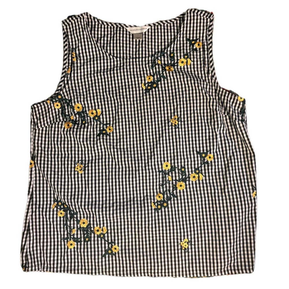 Christopher & Banks Checkered Floral Top